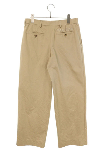Miu Miu Beige Back Logo Embroidered Chino Pants Size 38
