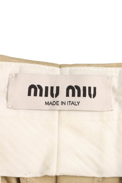 Miu Miu Beige Back Logo Embroidered Chino Pants Size 38