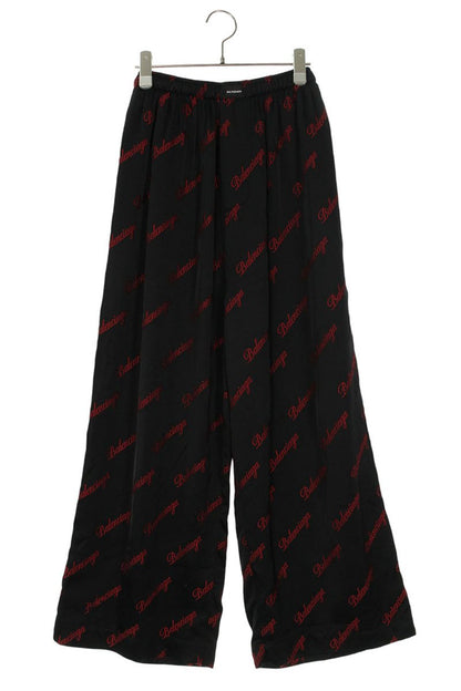 Balenciaga All-over Logo Rayon Black Red Pants Size 34