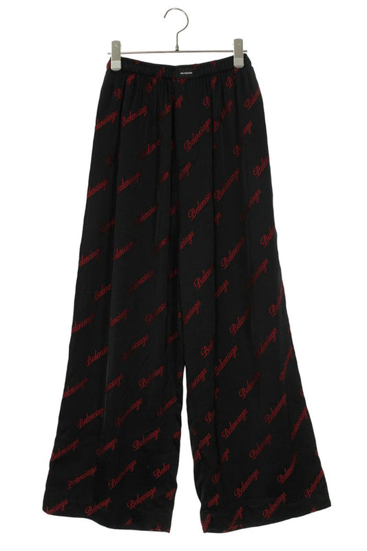 Balenciaga All-over Logo Rayon Black Red Pants Size 34