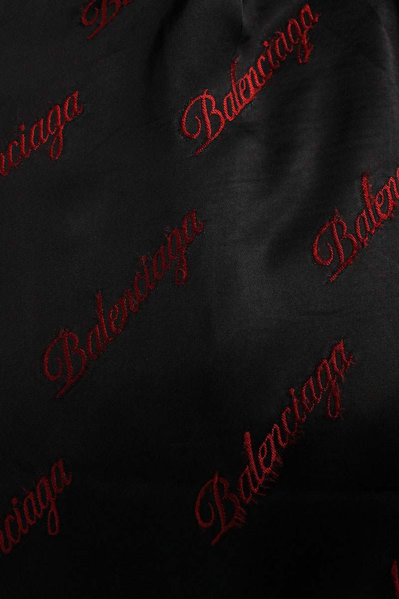 Balenciaga All-over Logo Rayon Black Red Pants Size 34
