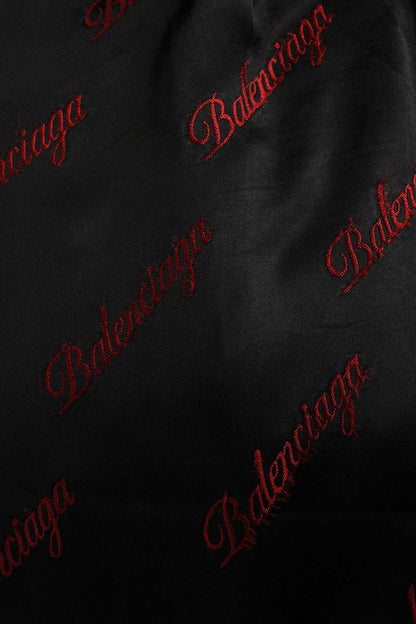 Balenciaga All-over Logo Rayon Black Red Pants Size 34