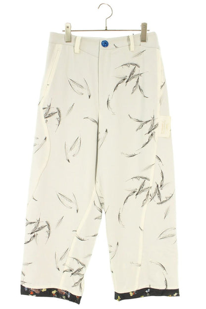 Undercover White Wool Leaf Print Wide Pants 25AW Size 2