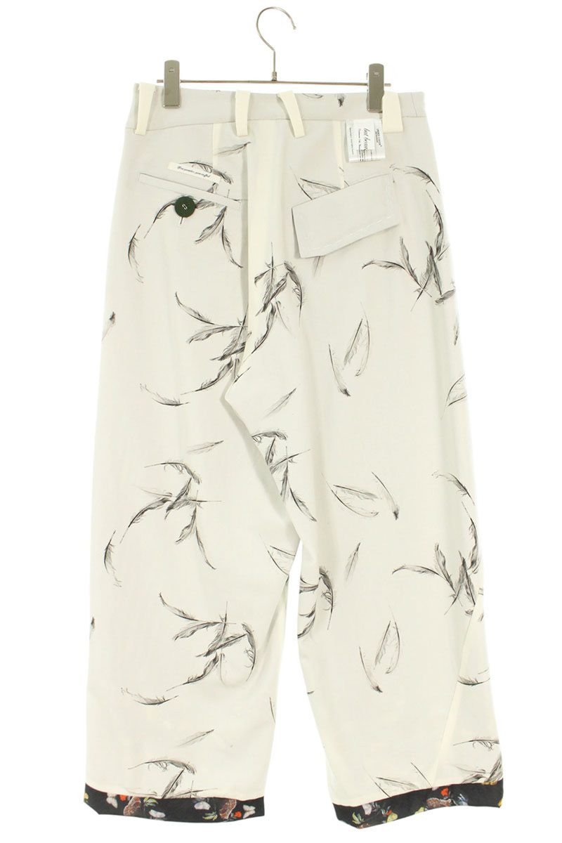 Undercover White Wool Leaf Print Wide Pants 25AW Size 2
