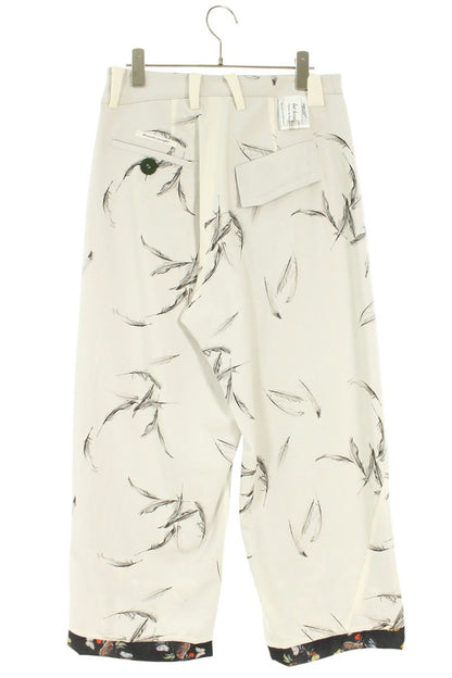 Undercover White Wool Leaf Print Wide Pants 25AW Size 2