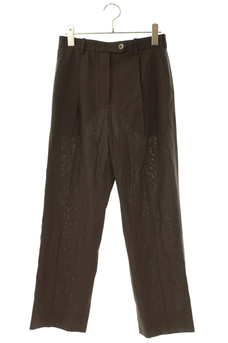 Hermes Wool Tuck Pleated Slacks Brown Size 36