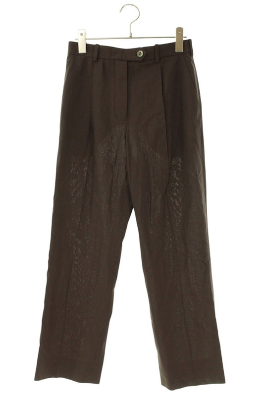 Hermes Wool Tuck Pleated Slacks Brown Size 36