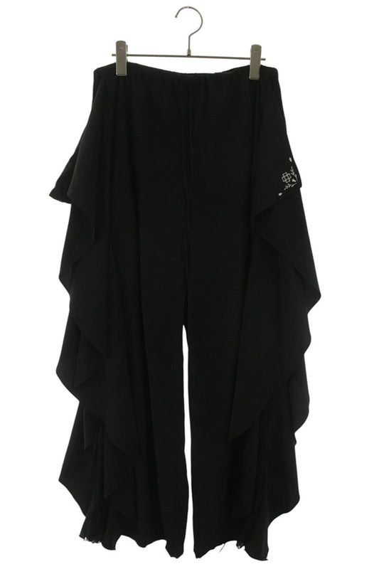Vintage FETICO Lace Panel Ruffle Trousers Black Size 1