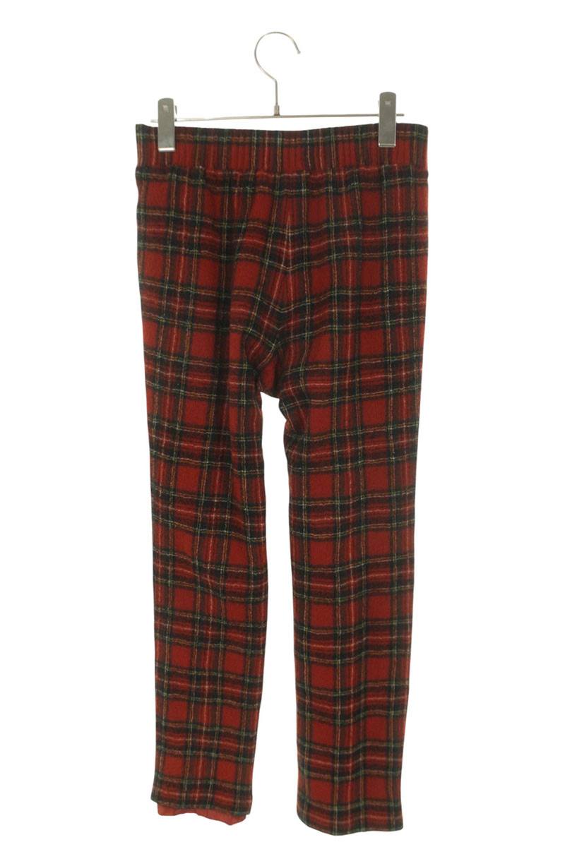 Chanel Red Coco Mark Checked Wool Pants Size 34