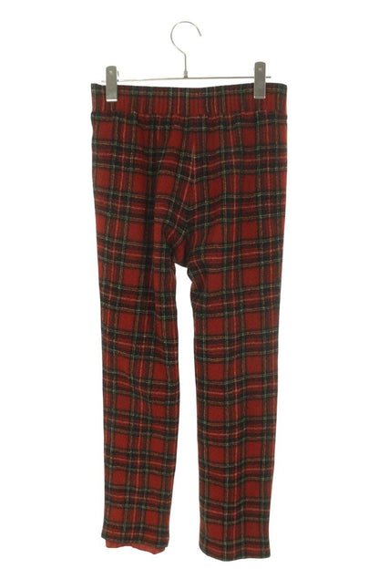 Chanel Red Coco Mark Checked Wool Pants Size 34