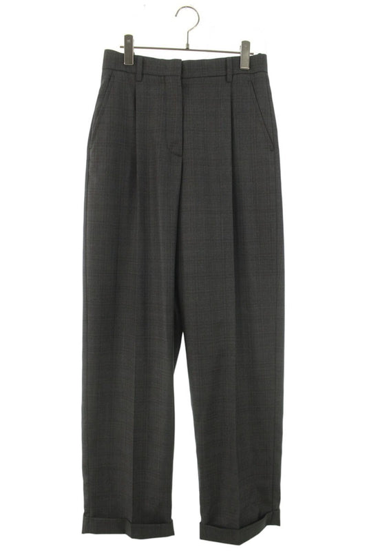 Miu Miu Gray Wool Logo Patch Check Pants Size 42