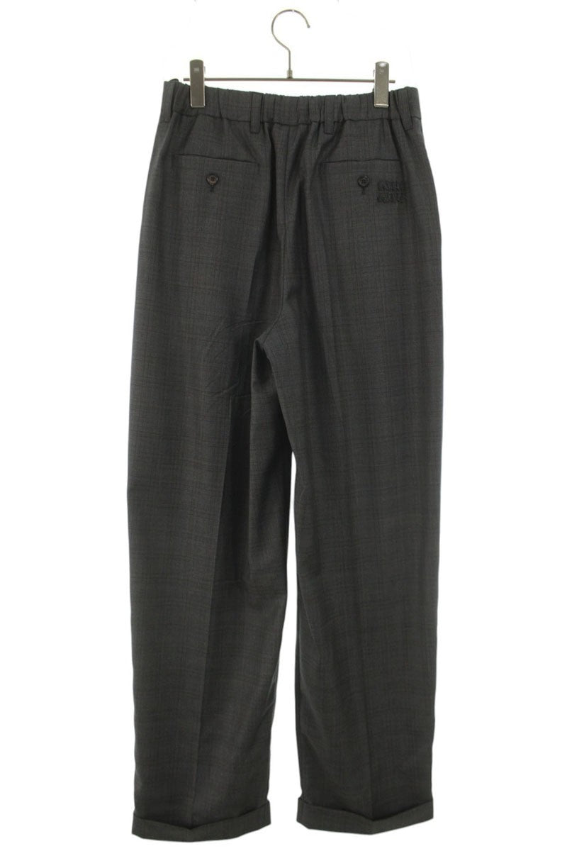 Miu Miu Gray Wool Logo Patch Check Pants Size 42