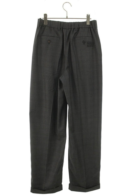 Miu Miu Gray Wool Logo Patch Check Pants Size 42