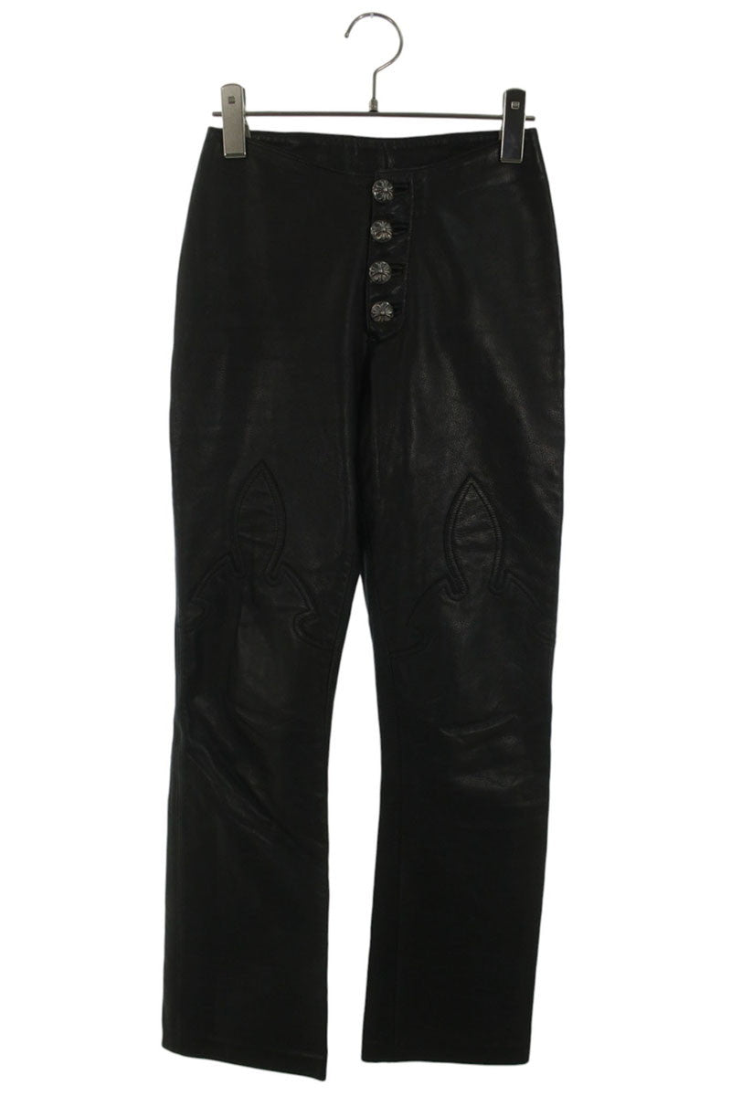 Chrome Hearts Cross Ball Button Flare Leather Pants Size 24
