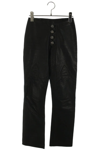 Chrome Hearts Cross Ball Button Flare Leather Pants Size 24