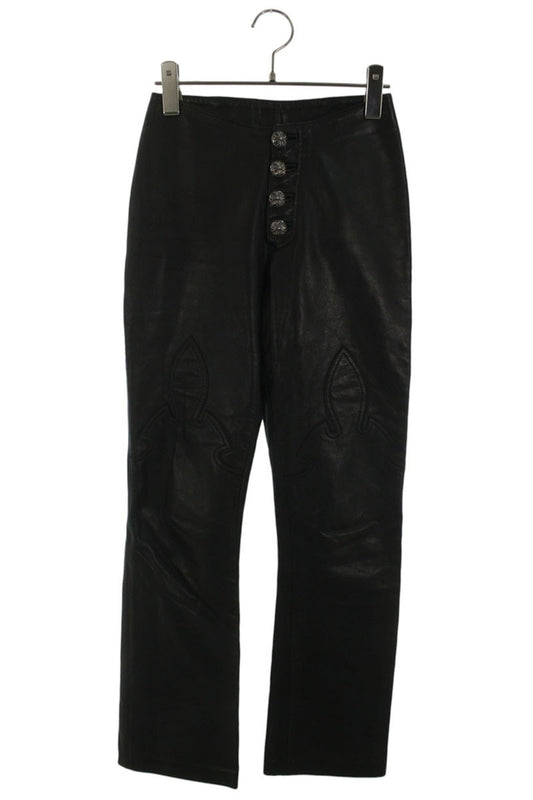 Chrome Hearts Cross Ball Button Flare Leather Pants Size 24