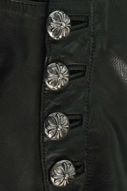 Chrome Hearts Cross Ball Button Flare Leather Pants Size 24