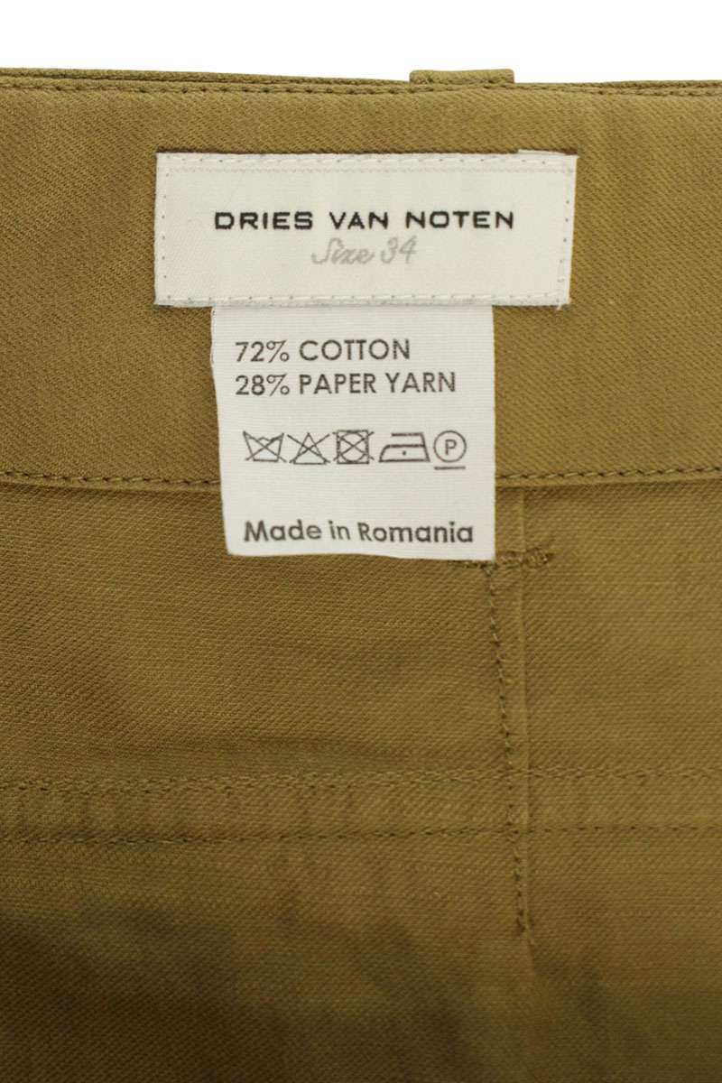 Dries Van Noten Cotton Paper Yarn Button Pants Beige Size 34