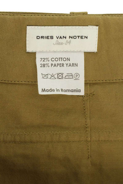 Dries Van Noten Cotton Paper Yarn Button Pants Beige Size 34