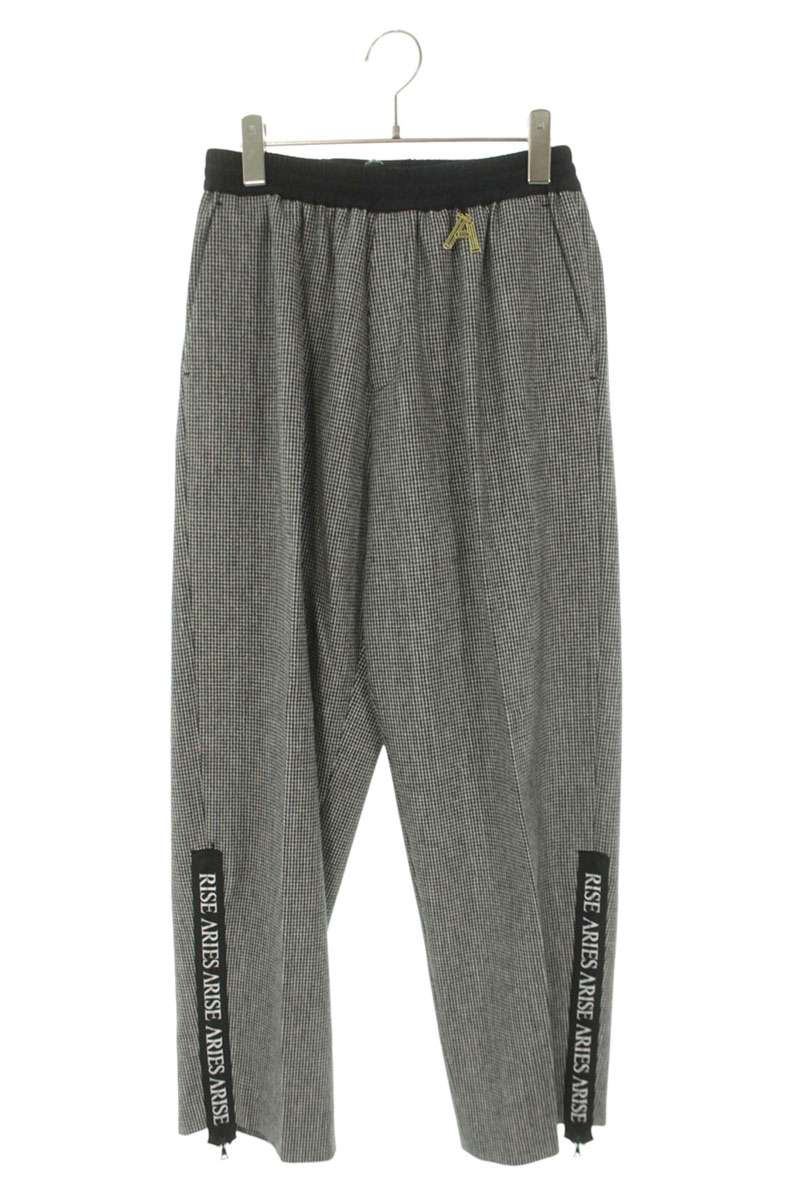 Aries Houndstooth Hem Logo Track Pants Black White Size 26