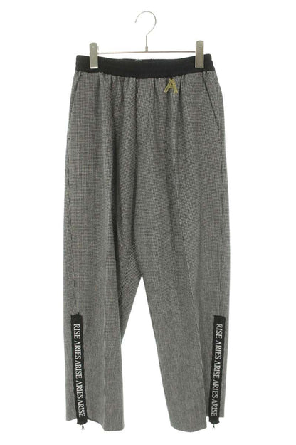 Aries Houndstooth Hem Logo Track Pants Black White Size 26