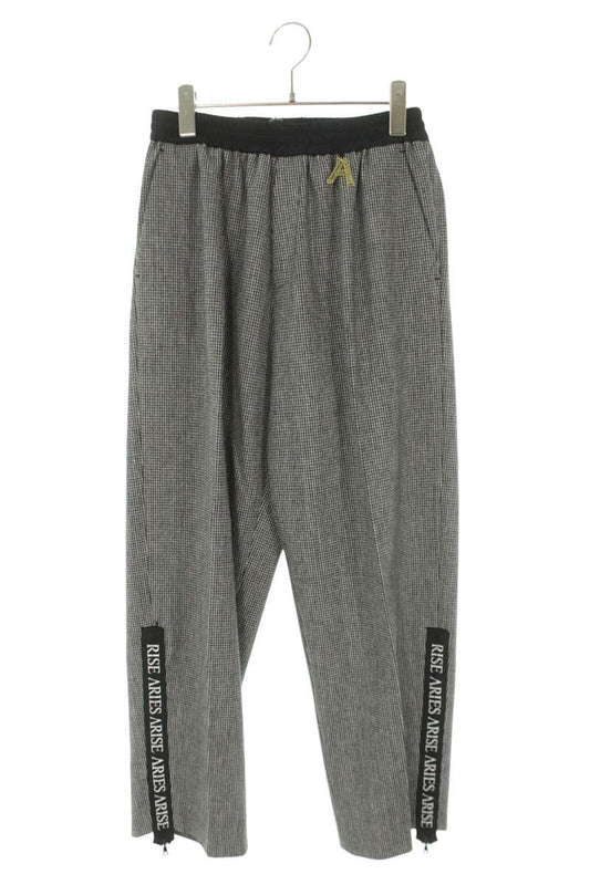 Aries Houndstooth Hem Logo Track Pants Black White Size 26