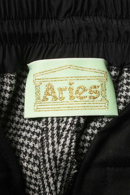 Aries Houndstooth Hem Logo Track Pants Black White Size 26
