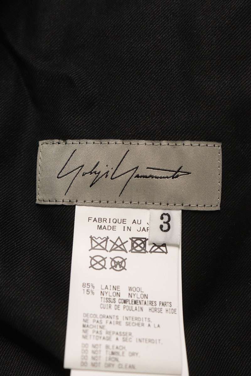 Yohji Yamamoto Wool Leather Hem Pants Black Size 3