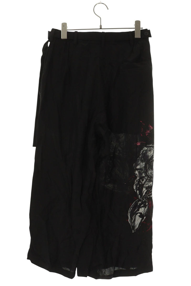Vintage Black Print Design Silk Long Pants Size 1