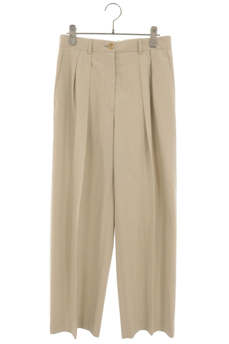 The Row Pleated Cotton Beige Pants
