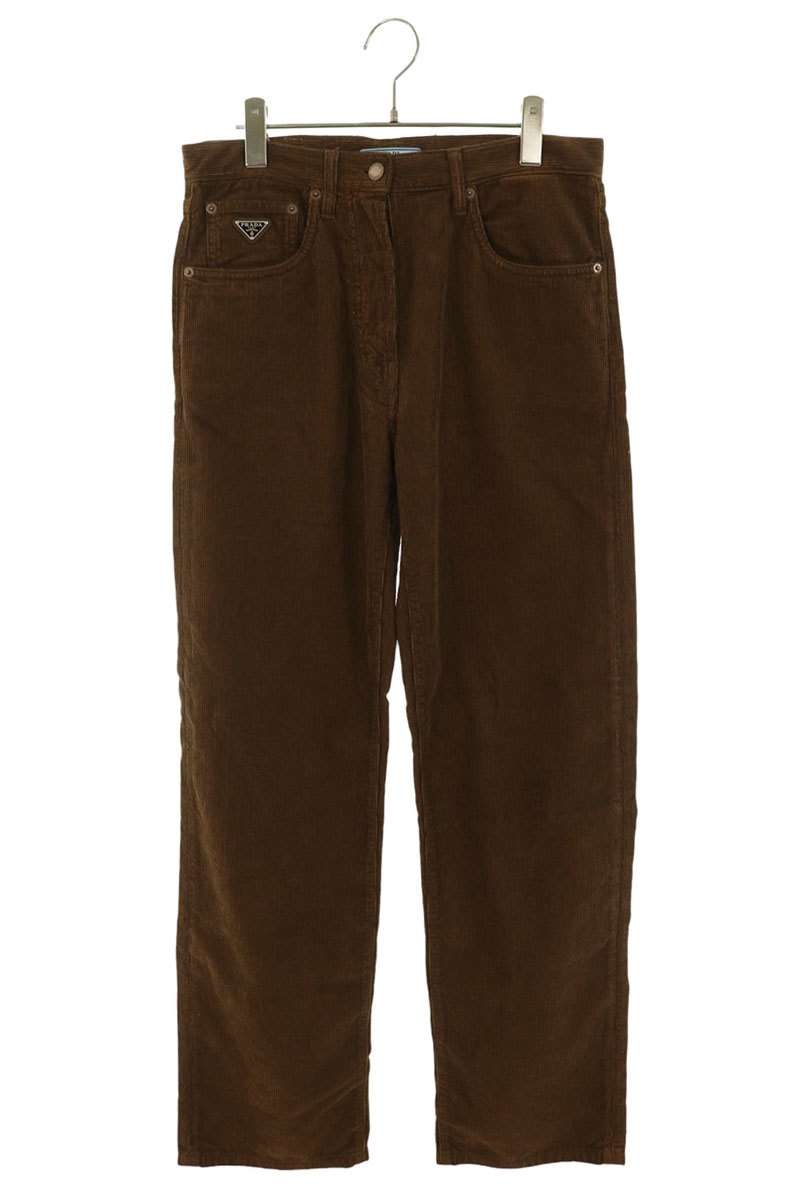 Prada Brown Corduroy Triangle Logo Pants Size 25