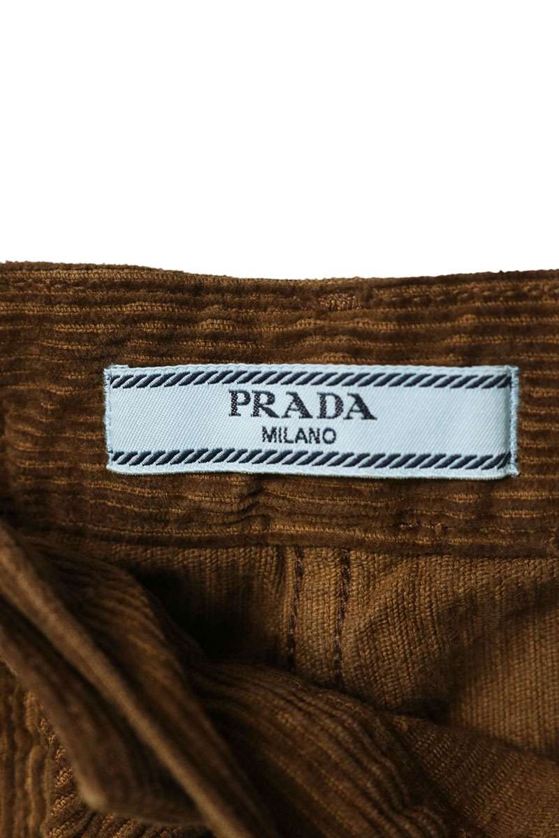 Prada Brown Corduroy Triangle Logo Pants Size 25
