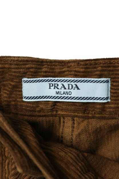 Prada Brown Corduroy Triangle Logo Pants Size 25