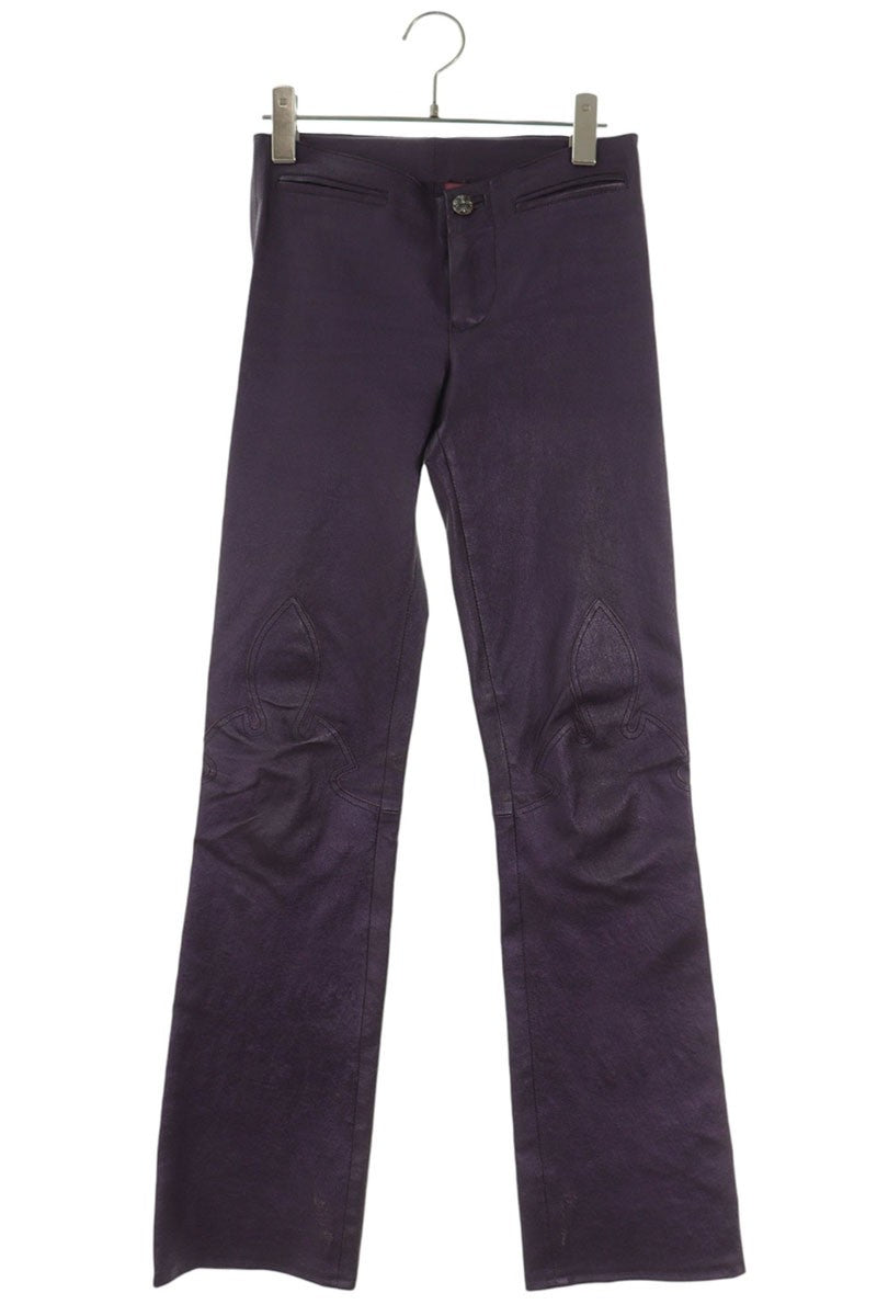 Chrome Hearts Purple Leather Flare Knee Pants