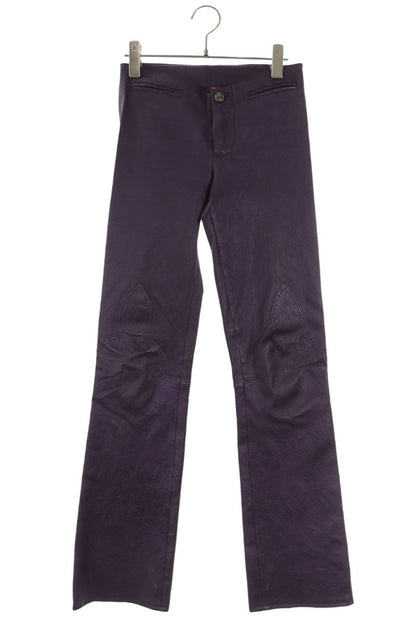 Chrome Hearts Purple Leather Flare Knee Pants