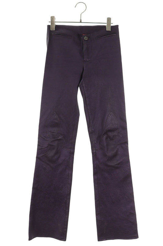 Chrome Hearts Purple Leather Flare Knee Pants