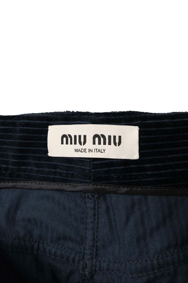 Miu Miu Back Logo Corduroy Pants Navy Size 40