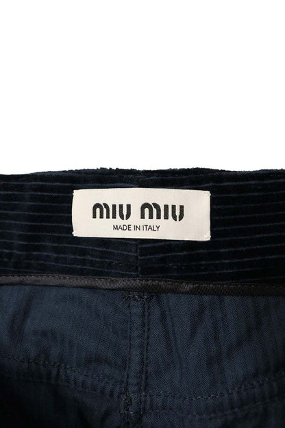 Miu Miu Back Logo Corduroy Pants Navy Size 40