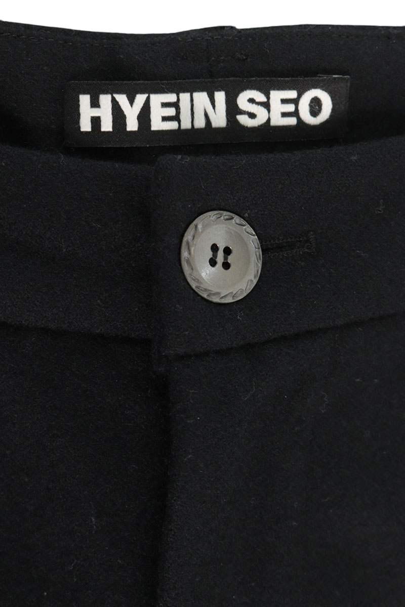 Hyein Seo Irregular Wool Wide-Leg Pants Black Size 1