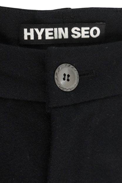 Hyein Seo Irregular Wool Wide-Leg Pants Black Size 1
