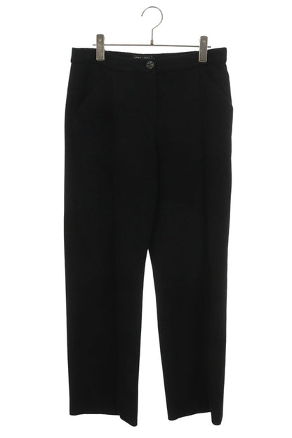 CHANEL Pile Fabric Pants Black Size 38