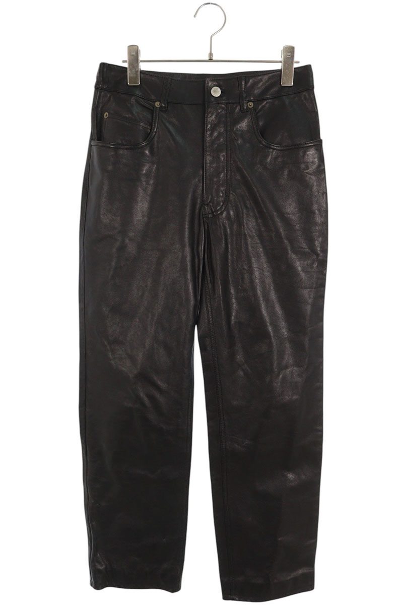 GUCCI 23SS Leather Long Pants Black Size 38