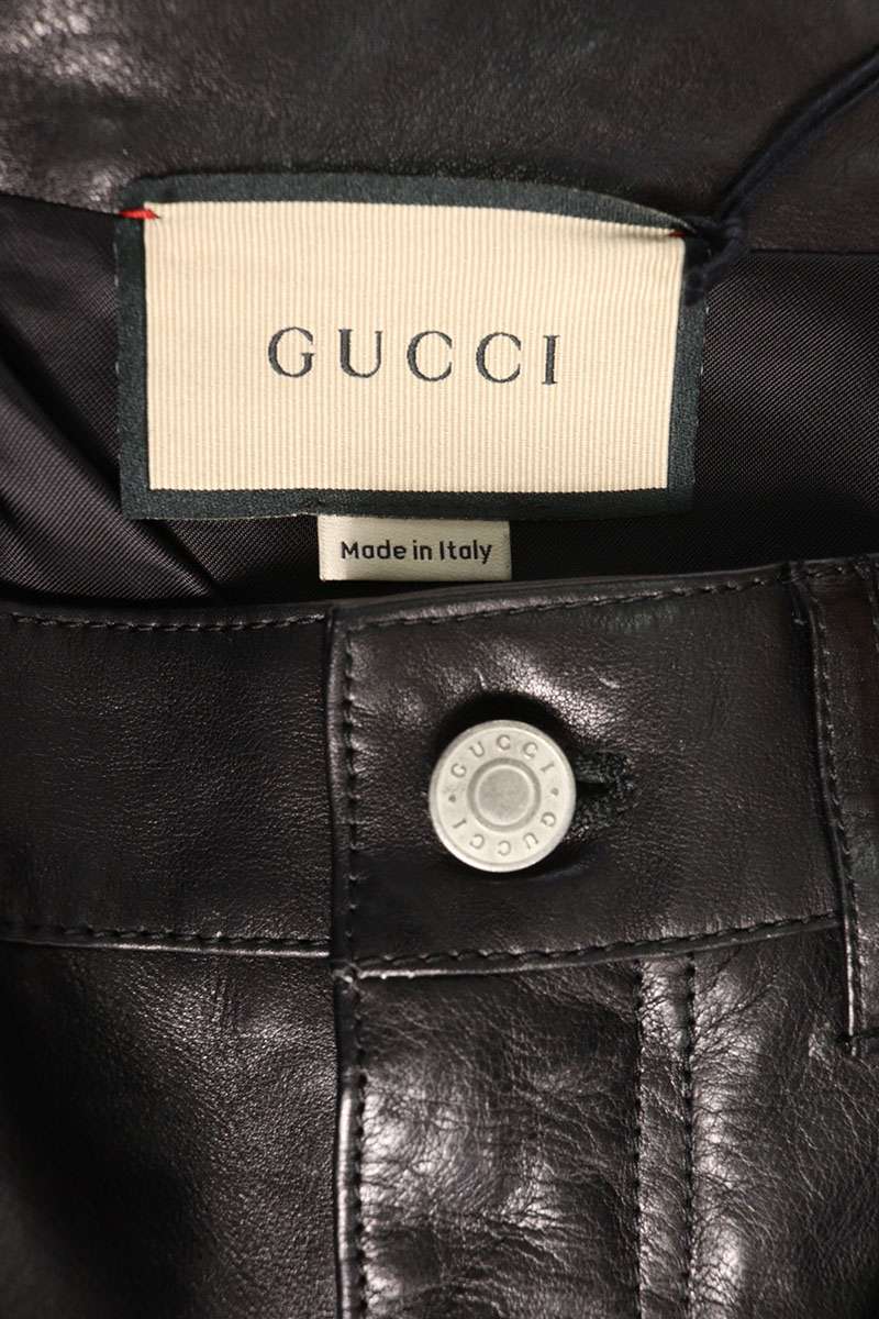 GUCCI 23SS Leather Long Pants Black Size 38