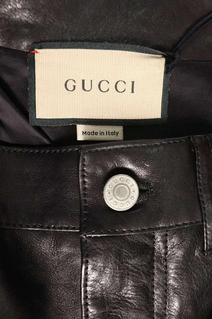 GUCCI 23SS Leather Long Pants Black Size 38