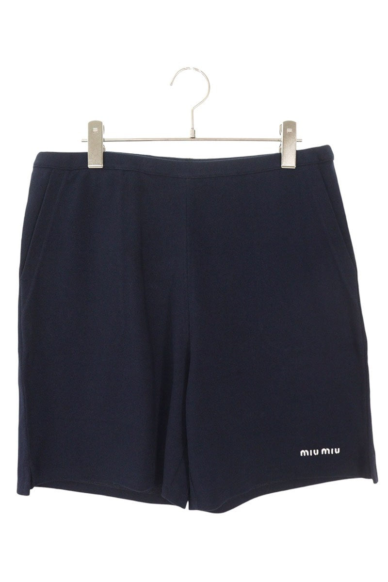 Miu Miu Navy Embroidered Pique Shorts Size 40