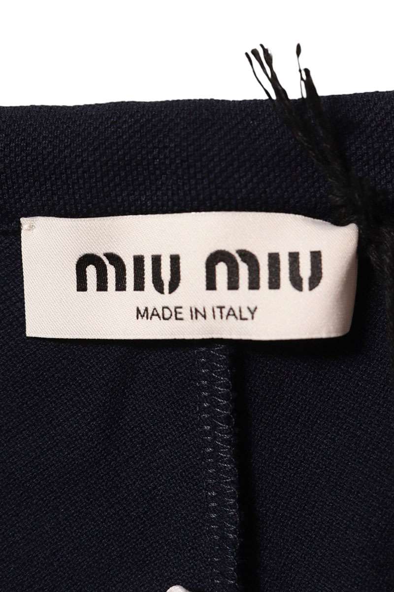 Miu Miu Navy Embroidered Pique Shorts Size 40