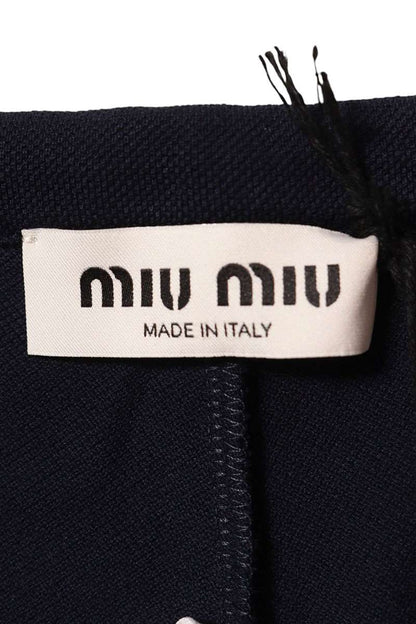 Miu Miu Navy Embroidered Pique Shorts Size 40