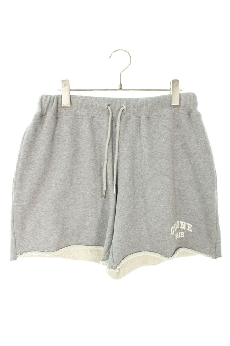 Celine Logo Embroidered Sweat Cut-Off Shorts Gray Size L