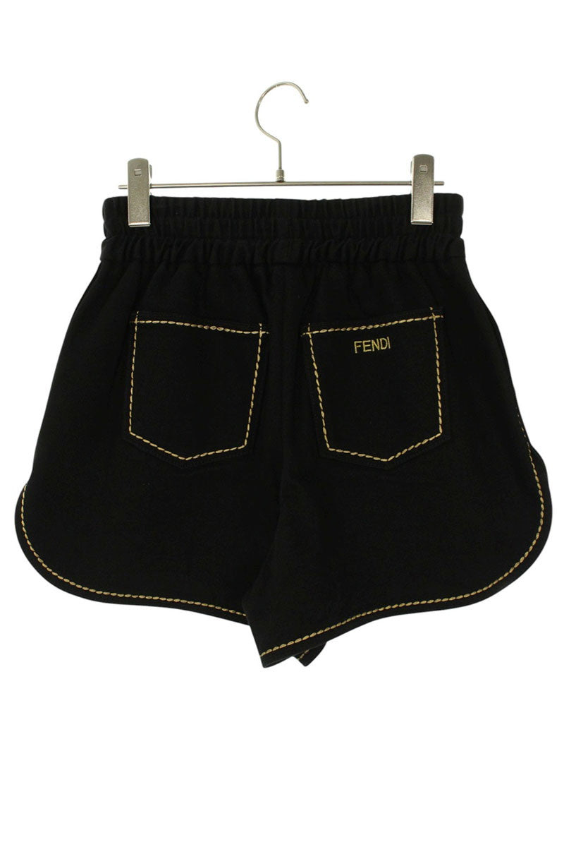 FENDI Pantalone Logo Embroidered Shorts Black Size 36