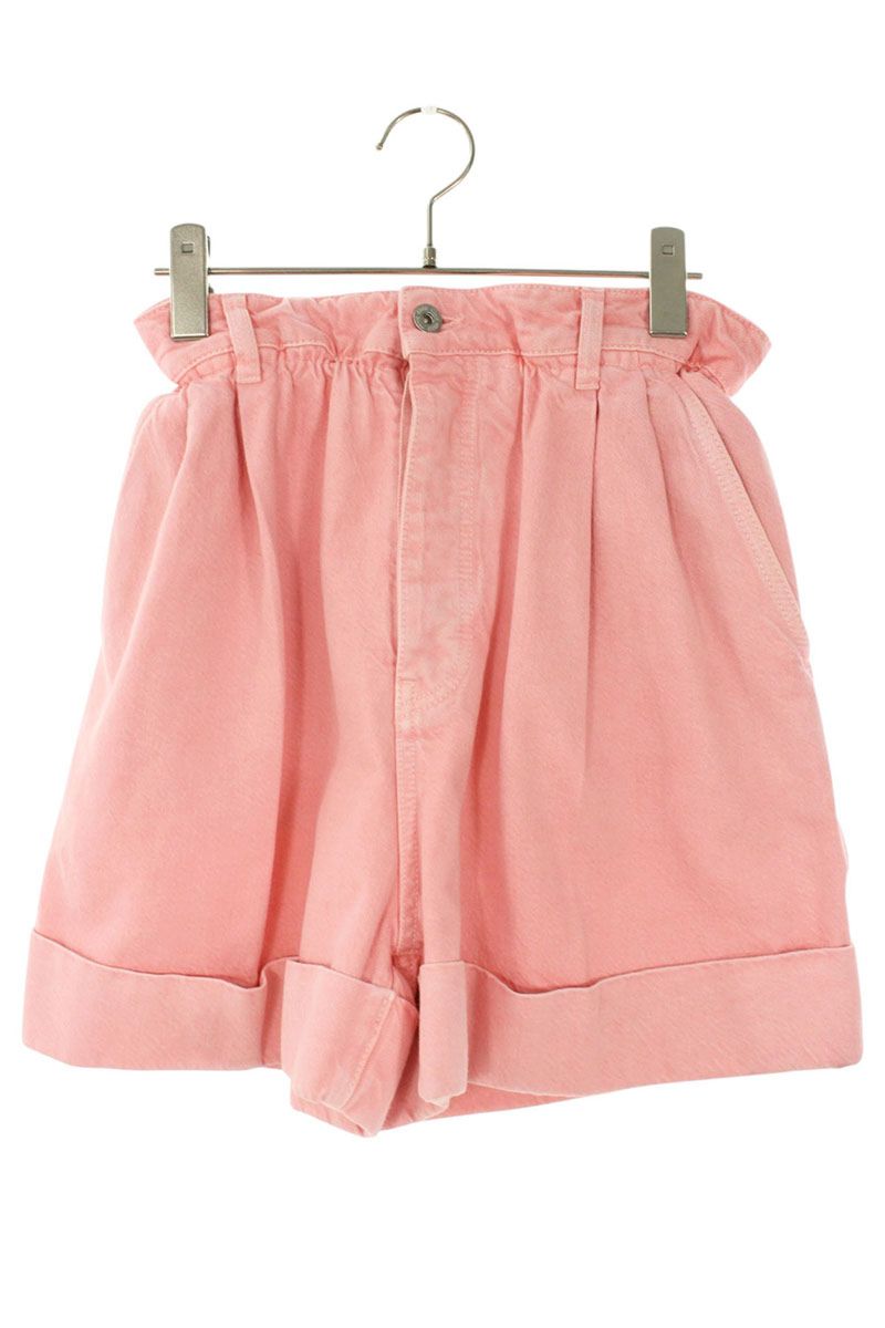 Miu Miu Pink Denim Back Logo Print Shorts Size 38